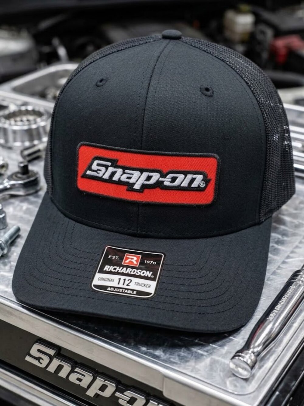 Retro Snap on Tools Patch Blackout Richardson 112 Snapback Hat New USA Made 90s